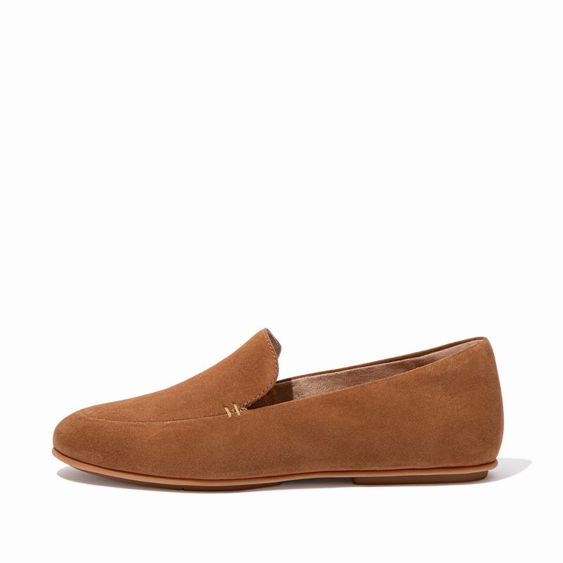 FitFlop Lena Suede HellBraun - FitFlop Loafers Damen Schweiz [FCBY-07514]